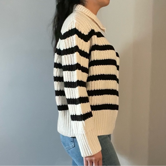 Zara Cream and Black Striped Turtleneck Sweater - Picture 3 of 10